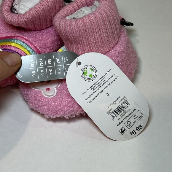 Wonder Nation Baby Girls Rainbow Bootie Slippers Size 4 Pink - Picture 4 of 4